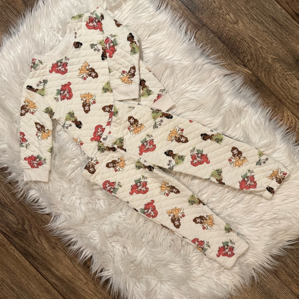 Disney Princess Ariel Belle Tiana‎ Quilted 2pc Matching Set 24M